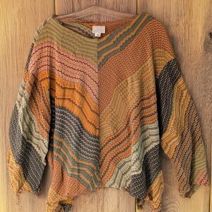 ONA New York Tokyo Textured Women’s V-Neck 100% Cotton Loose Fit Size M/L